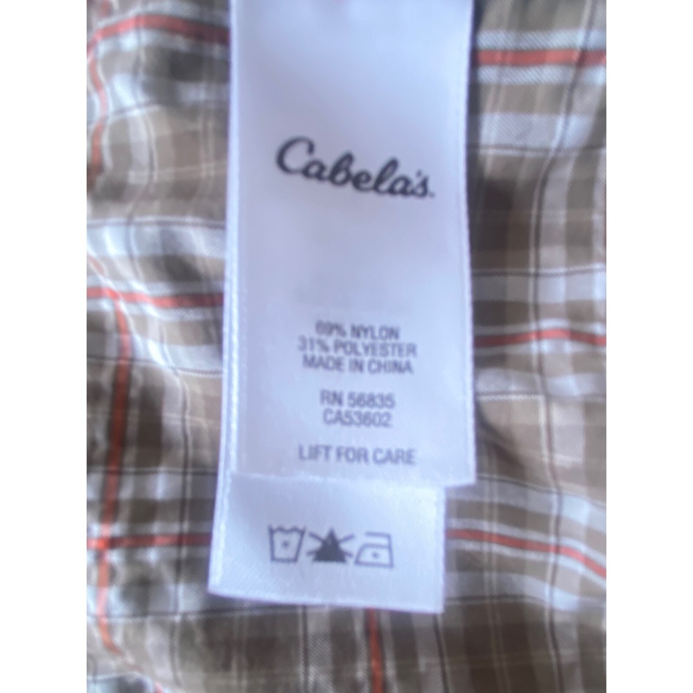 Cabela's Men's 2XL Tan White Plaid Outdoor Hiking Short Sleeve Button Down Shirt - Picture 8 of 8